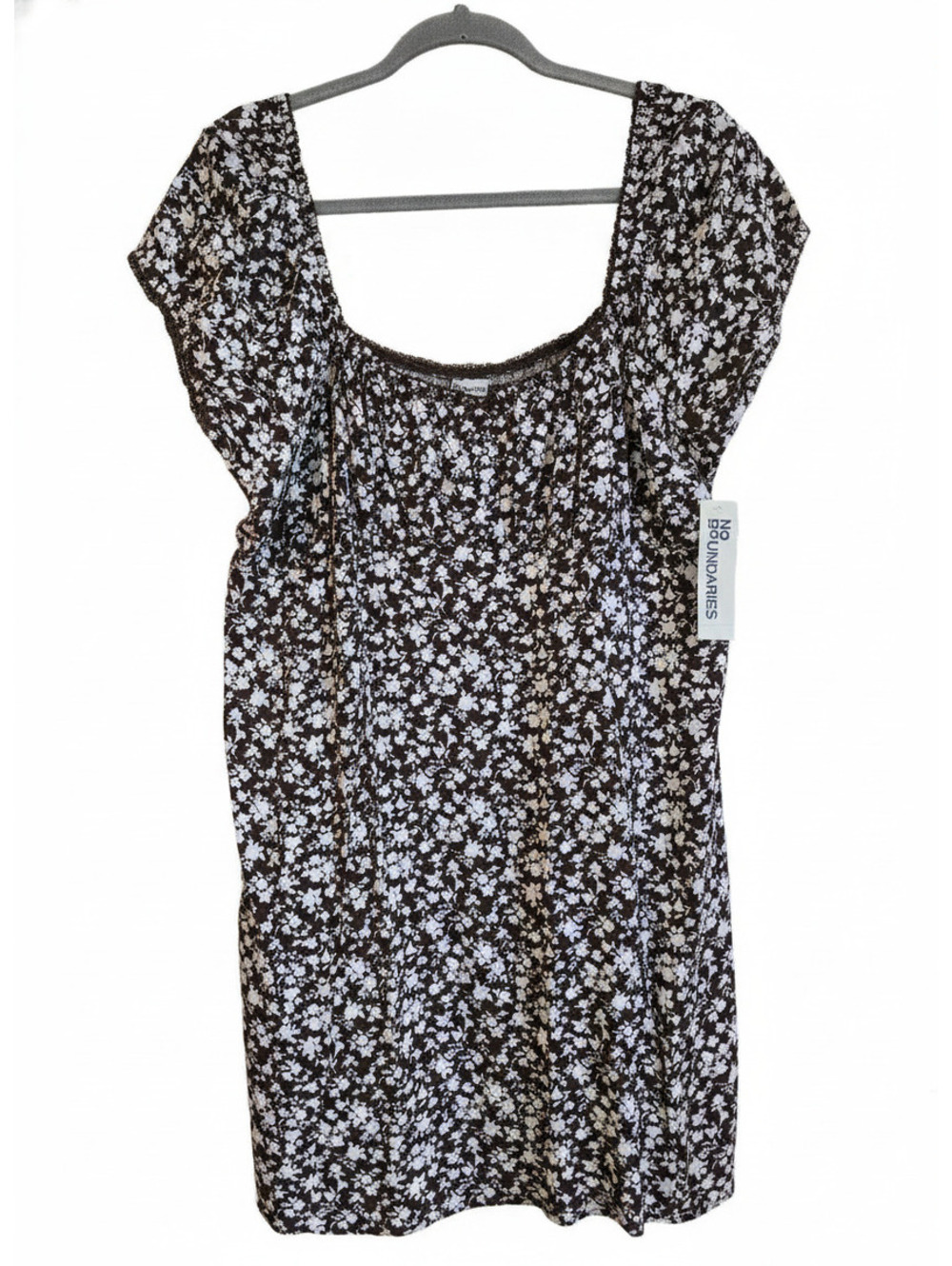No Boundaries XXL Floral Print Dress with Square Neck - Picture 1 of 4